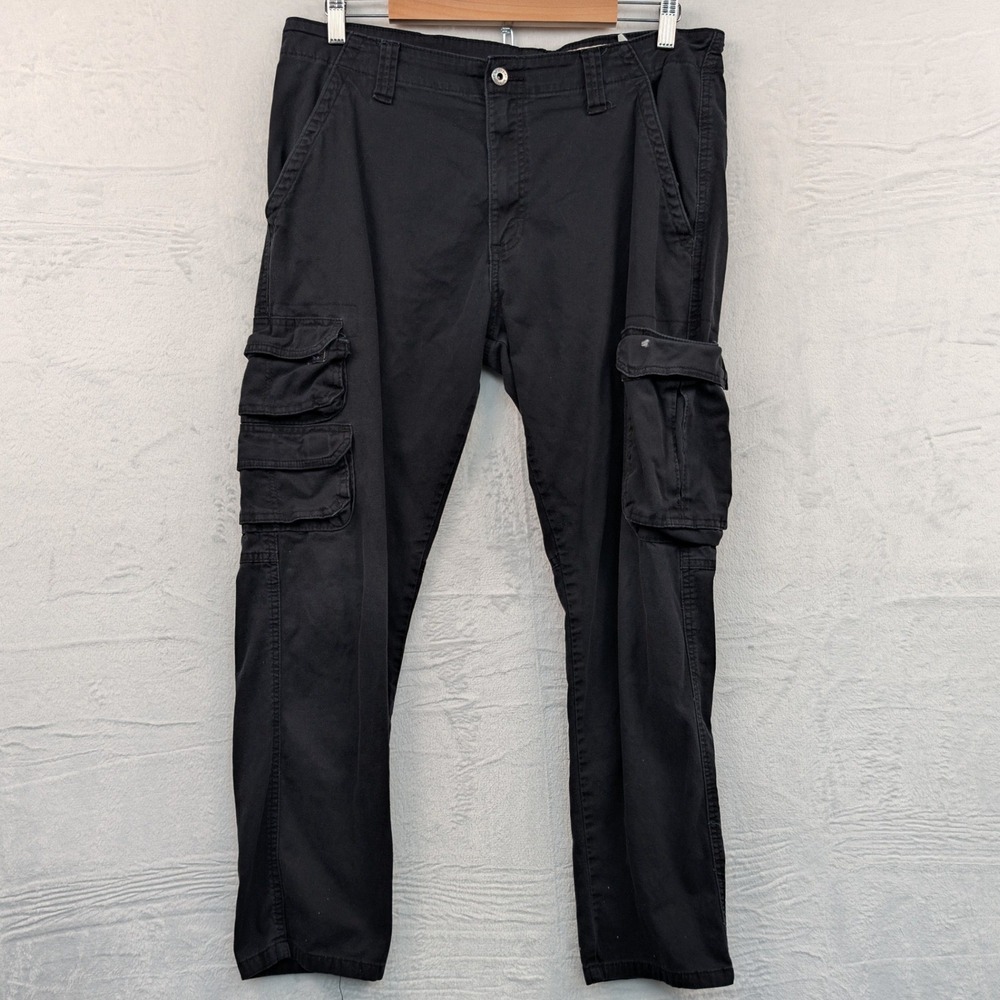 Wrangler Cargo Pants Men's 35x29 Black Utility Stretch Workwear Outdoor Taper